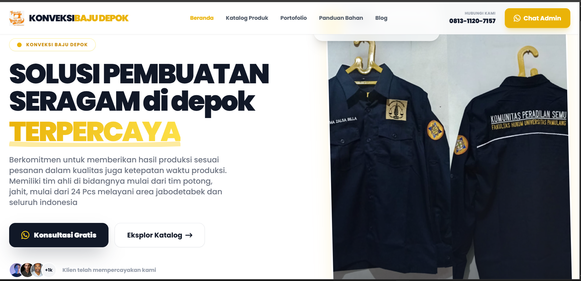 Website Katalog dan Profil Bisnis Konveksi Baju Depok